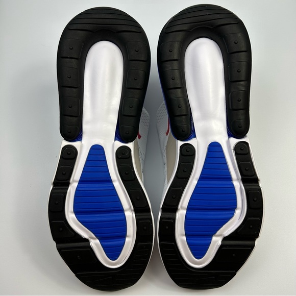 Men's Nike Air Max 270 White Blue Red Running Shoes - Picture 4 of 8